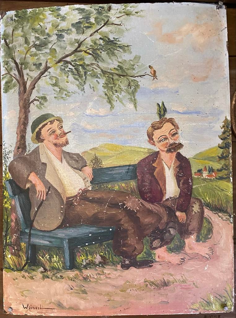 Schilderij "de zorgelozen" B35 x H47 cm🖼️, Ophalen