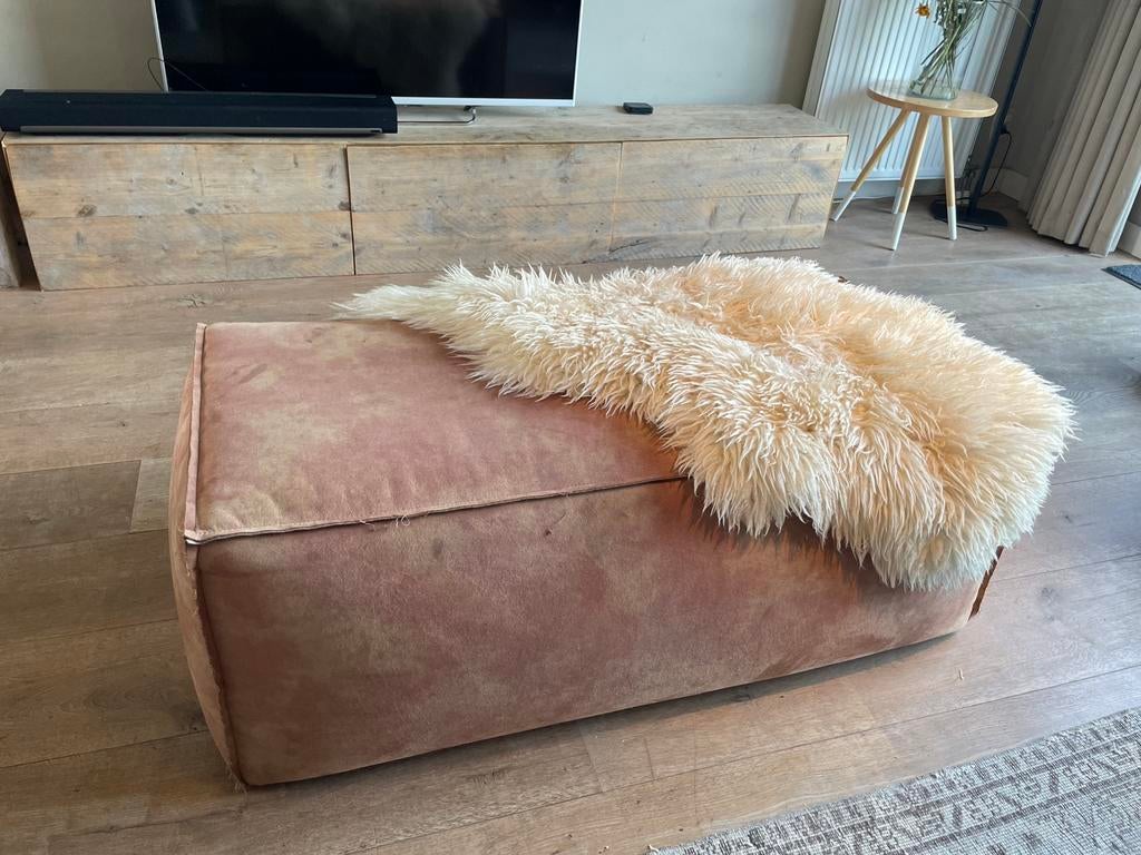 Poef hocker groot, Ophalen of Verzenden, Zo goed als nieuw, Vierkant, 75 tot 100 cm