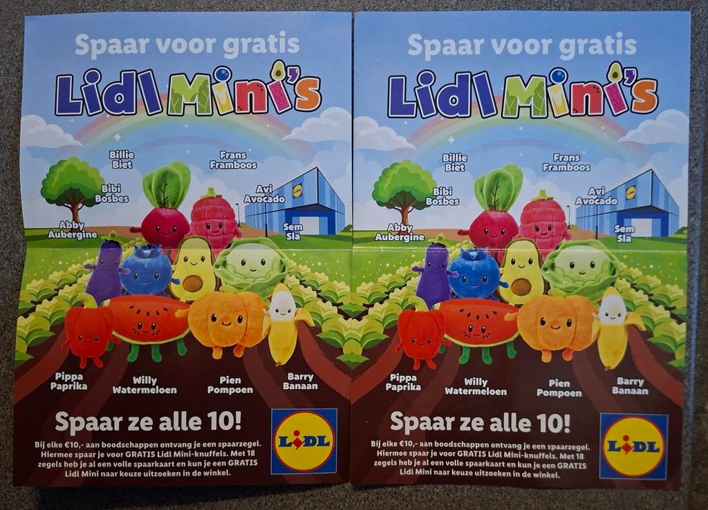 2 volle spaarkaarten Lidl Mini's, Lidl, Ophalen of Verzenden