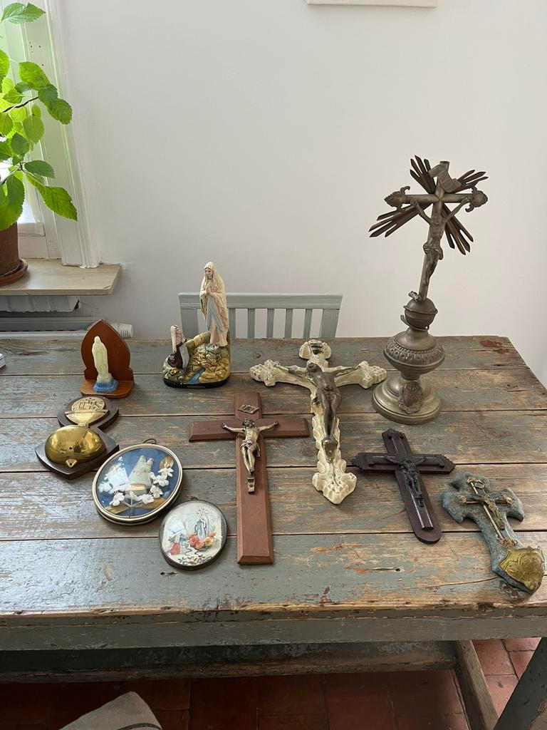 RELIGIE KRUISBEELD ALTAARKRUIS MARIA BEELD, Antiek en Kunst, Antiek | Religie, Ophalen of Verzenden