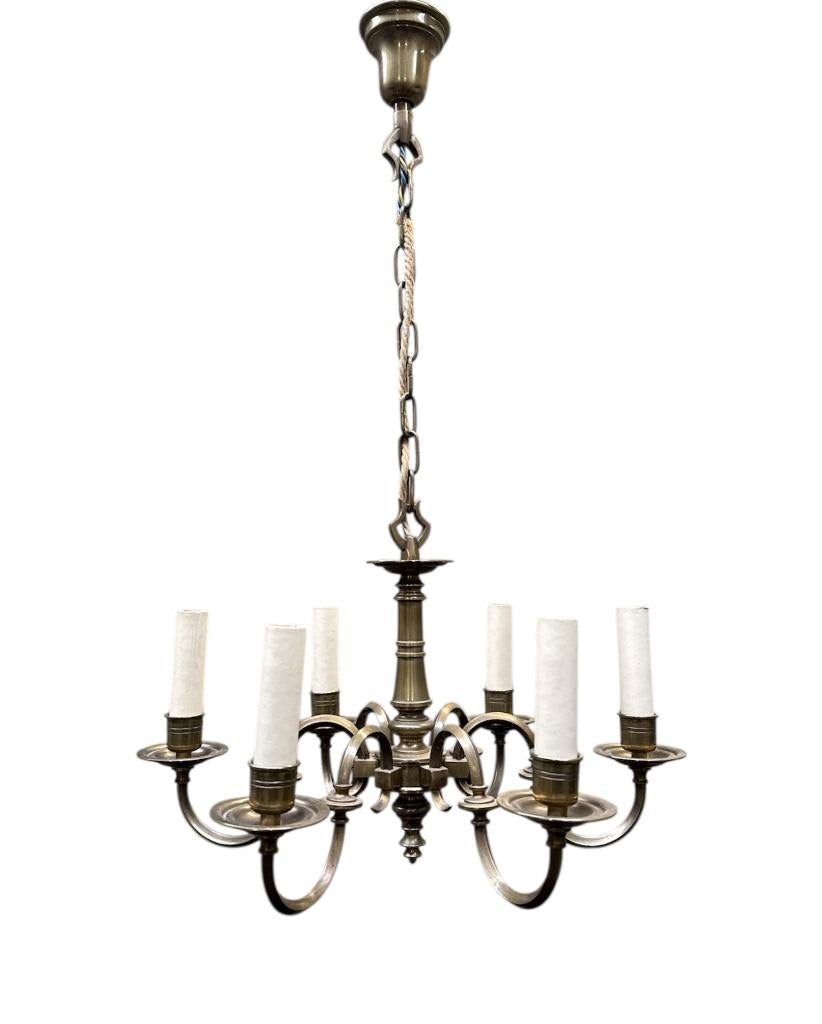 706. Messing kroonluchter, midden 20e eeuw, Ophalen of Verzenden, Metaal