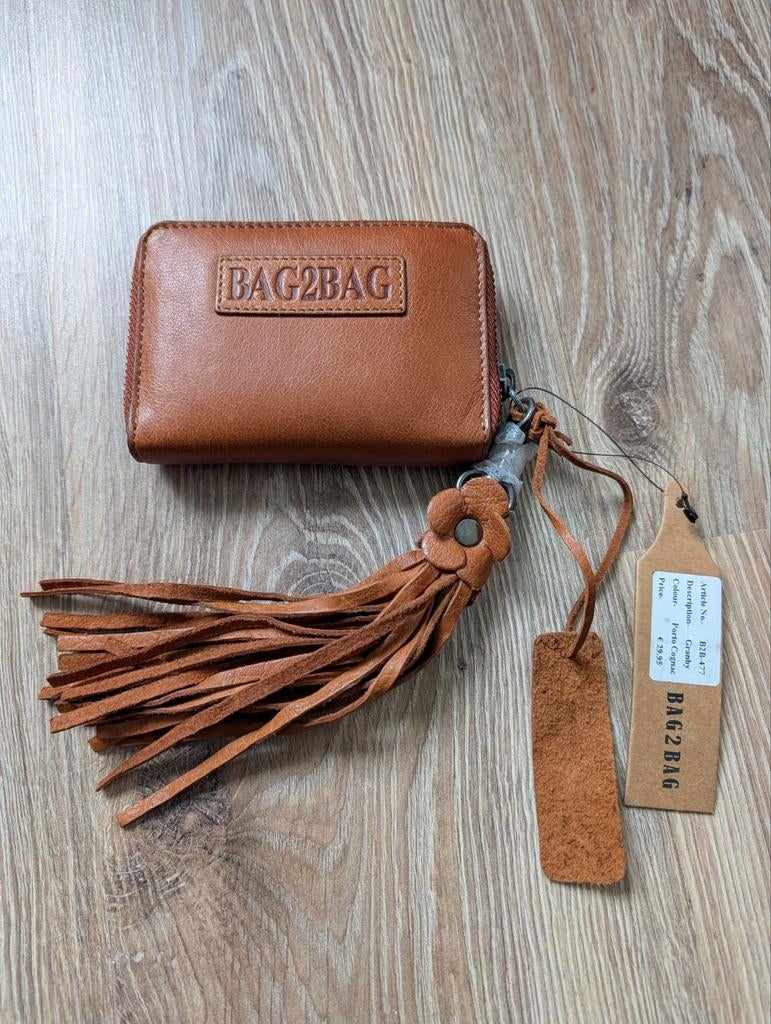 Compacte Bag2Bag portemonnee cognac., Verzenden, Nieuw, Bruin, Leer