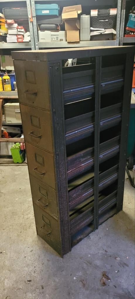 Vintage metaal archiefkast met 5 laden,defensie/leger., Ophalen, Gebruikt, Meerdere deuren, 50 tot 100 cm