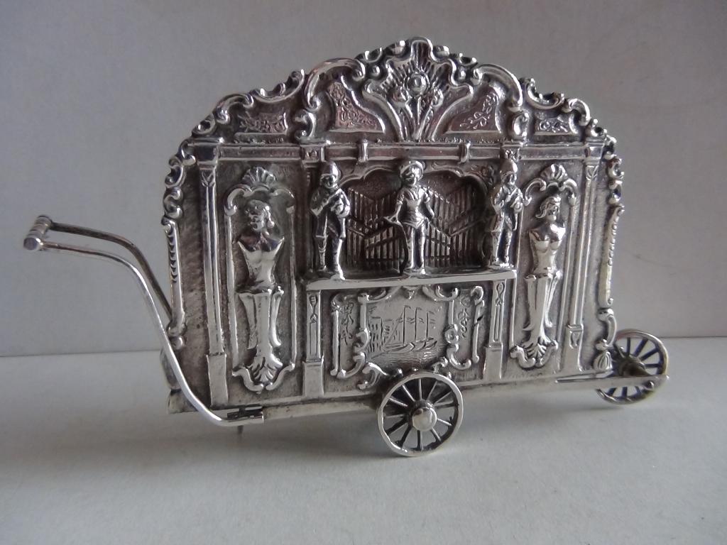 Miniatuur zilver FD1 groot draaiorgel zilveren miniaturen, Verzenden, Zilver