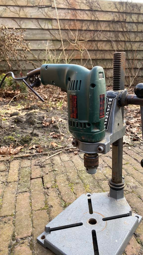 metabo boormachine met wolfcraft boorkolom, Ophalen, Gebruikt, 400 tot 600 watt, Kolomboormachine