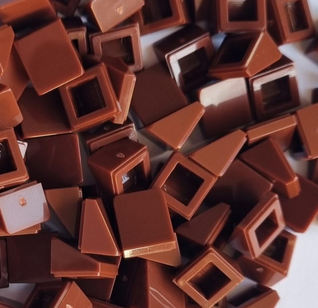 Lego 1x1 slope 45, reddish brown (per 100), Ophalen of Verzenden, Nieuw, Losse stenen, Lego