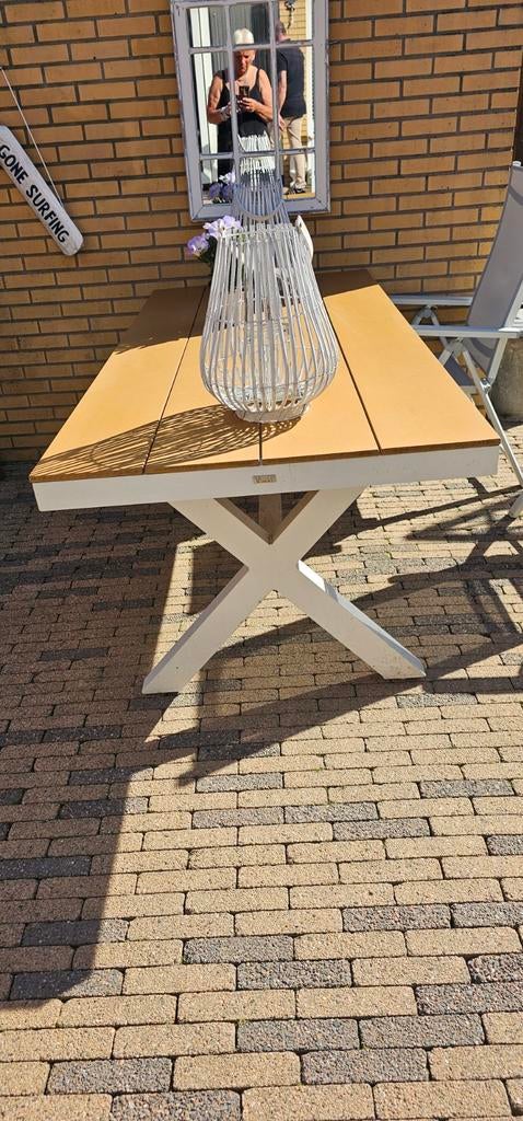 Tuintafel met onderhoudsarm polywood blad, Ophalen of Verzenden, Gebruikt, Rechthoekig, Aluminium