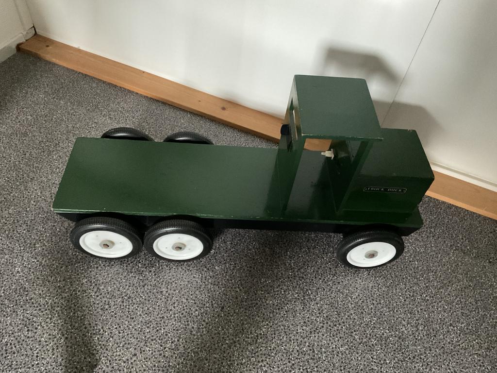 Vintage Houten Speelgoed Vrachtwagen - Groen, Kinderen en Baby's, Speelgoed | Speelgoedvoertuigen, Gebruikt, Ophalen of Verzenden