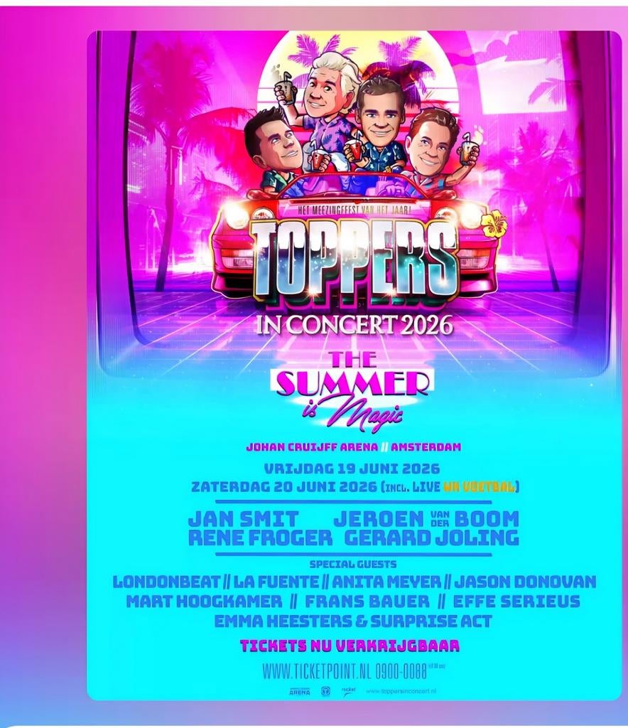 Twee Tickets De Toppers 2026, Tickets en Kaartjes, Twee personen, Juni, Levenslied