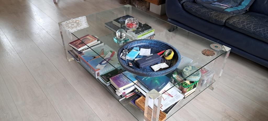 Gratis af te halen: glazen salontafel, Ophalen, Gebruikt, 100 tot 150 cm, 50 tot 100 cm