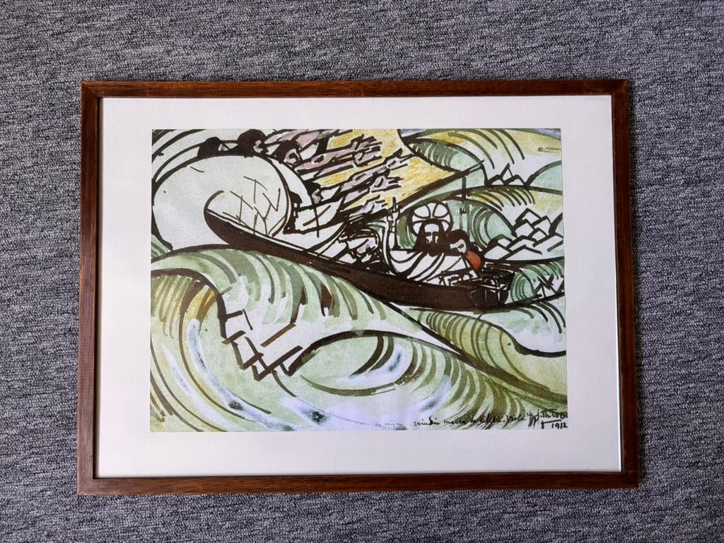 Litho Jan Toorop 1912 Chr op de woelige zee (Met opdracht), Antiek en Kunst, Ophalen