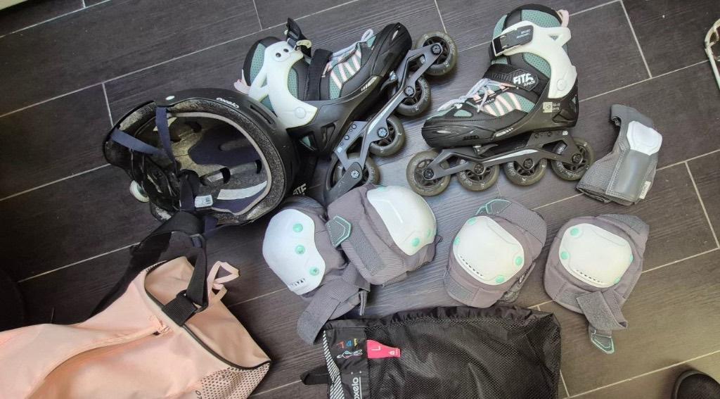 Fitness skates for girls/ladies Fit 5 adjustable +protection, Ophalen, Verstelbaar, Kinderen, Zo goed als nieuw