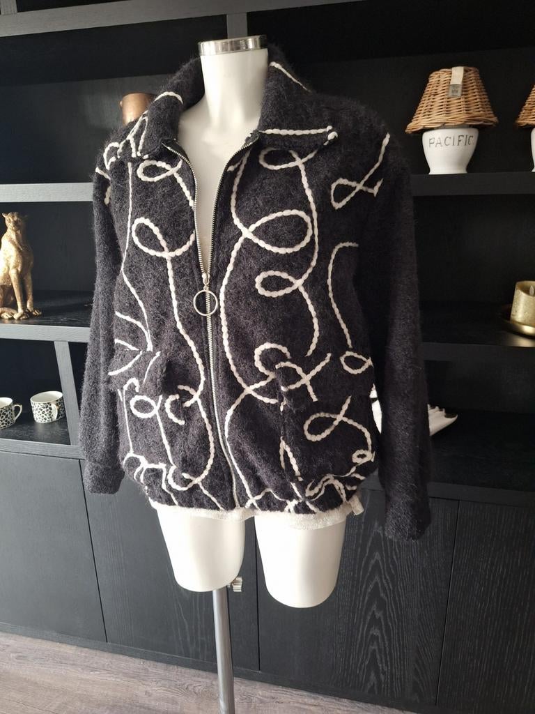 Teddy bouclejasje.  Nieuw 1 maat 38 40 42 44, Made in Italy, Zwart, Maat 42/44 (L), Nieuw