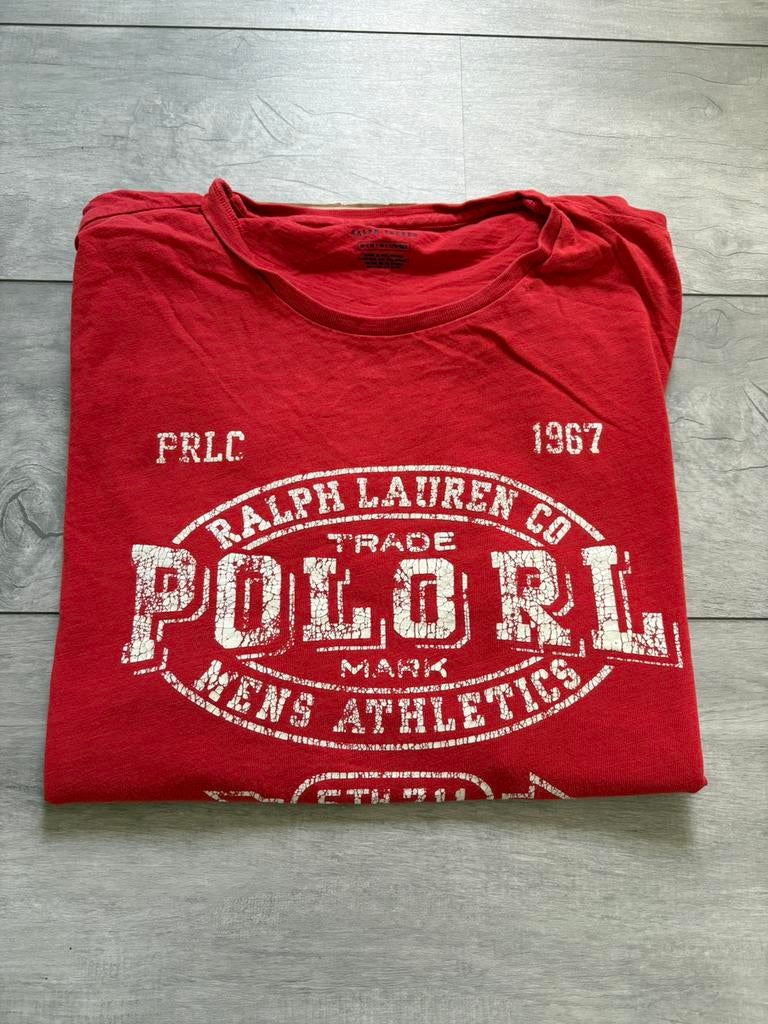 Ralph Lauren Rood Shirt Wit Logo | Maat M, Ophalen of Verzenden, Zo goed als nieuw, Maat 48/50 (M), Rood