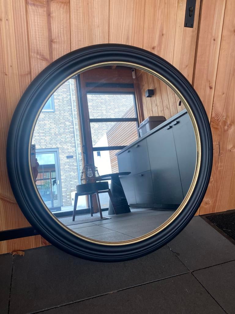 Ikea spiegel almarod zwart goud 80cm, Huis en Inrichting, Woonaccessoires | Spiegels, Ophalen, Rond, Zo goed als nieuw, 75 tot 100 cm