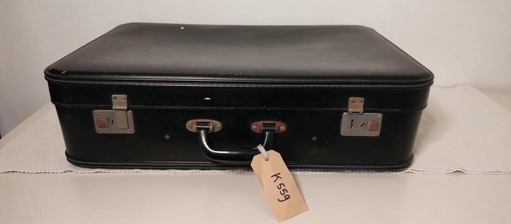 K559 VINTAGE jaren 60 koffer van geperst karton zwart, 60 tot 70 cm, Overige materialen, Gebruikt, Onbekend