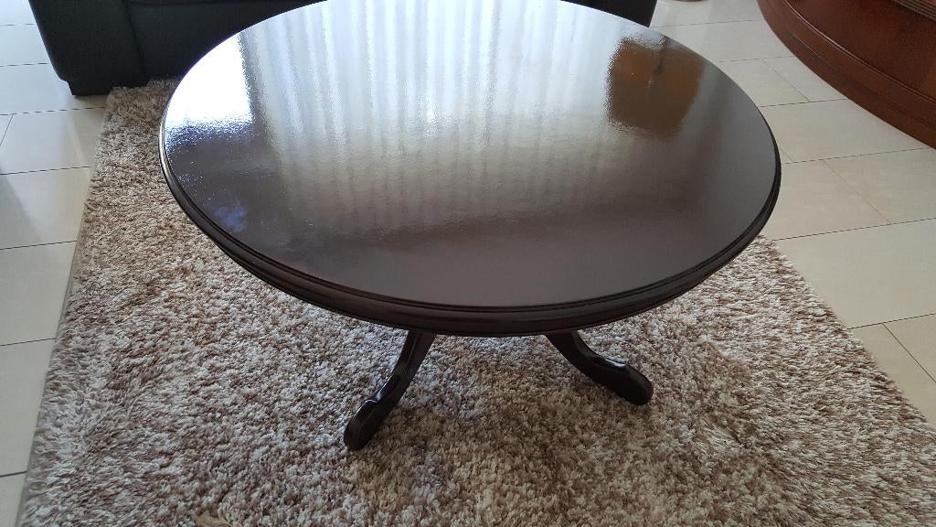 mooie salon tafel donker bruin rozenhout, Ophalen, Gebruikt, 100 tot 150 cm, Rond
