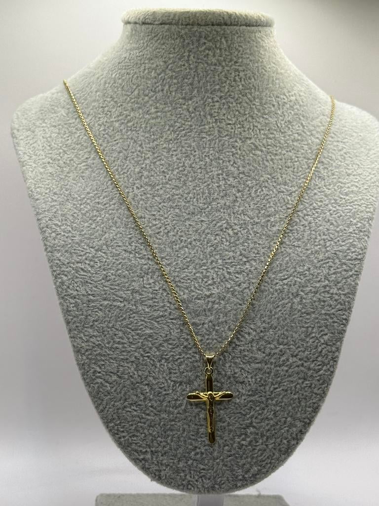 18K Gouden ketting met Jezus hanger, Met hanger, Nieuw, Ophalen of Verzenden, Goud