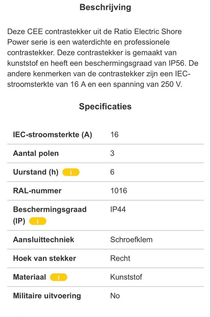 CEE contrastekker walstroom boot, z.g.a.n., Ophalen of Verzenden, Zo goed als nieuw, Overige typen
