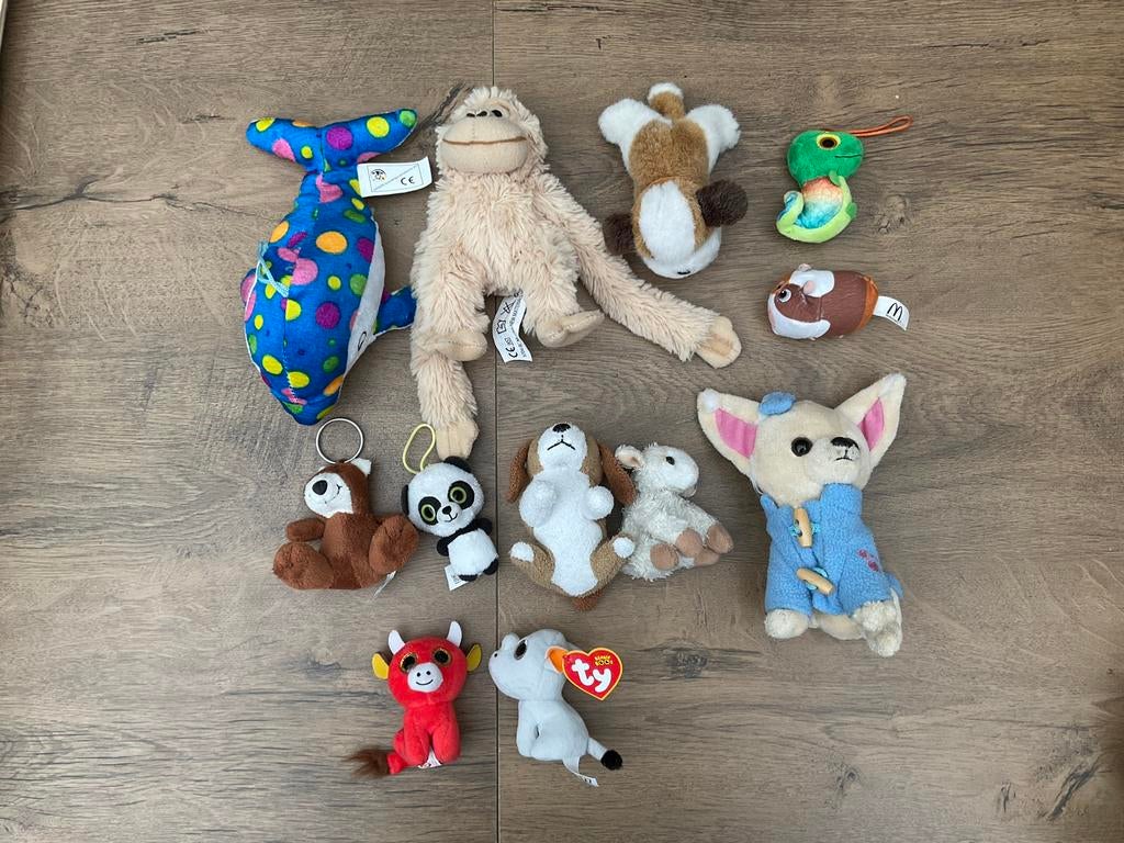 12 zgan, niet kapot, kleine knuffels alles in 1 koop, Ophalen, Zo goed als nieuw, Overige typen