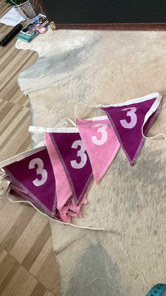 Vlaggenlijn van katoen verjaardag 3 jaar, Ophalen, Zo goed als nieuw