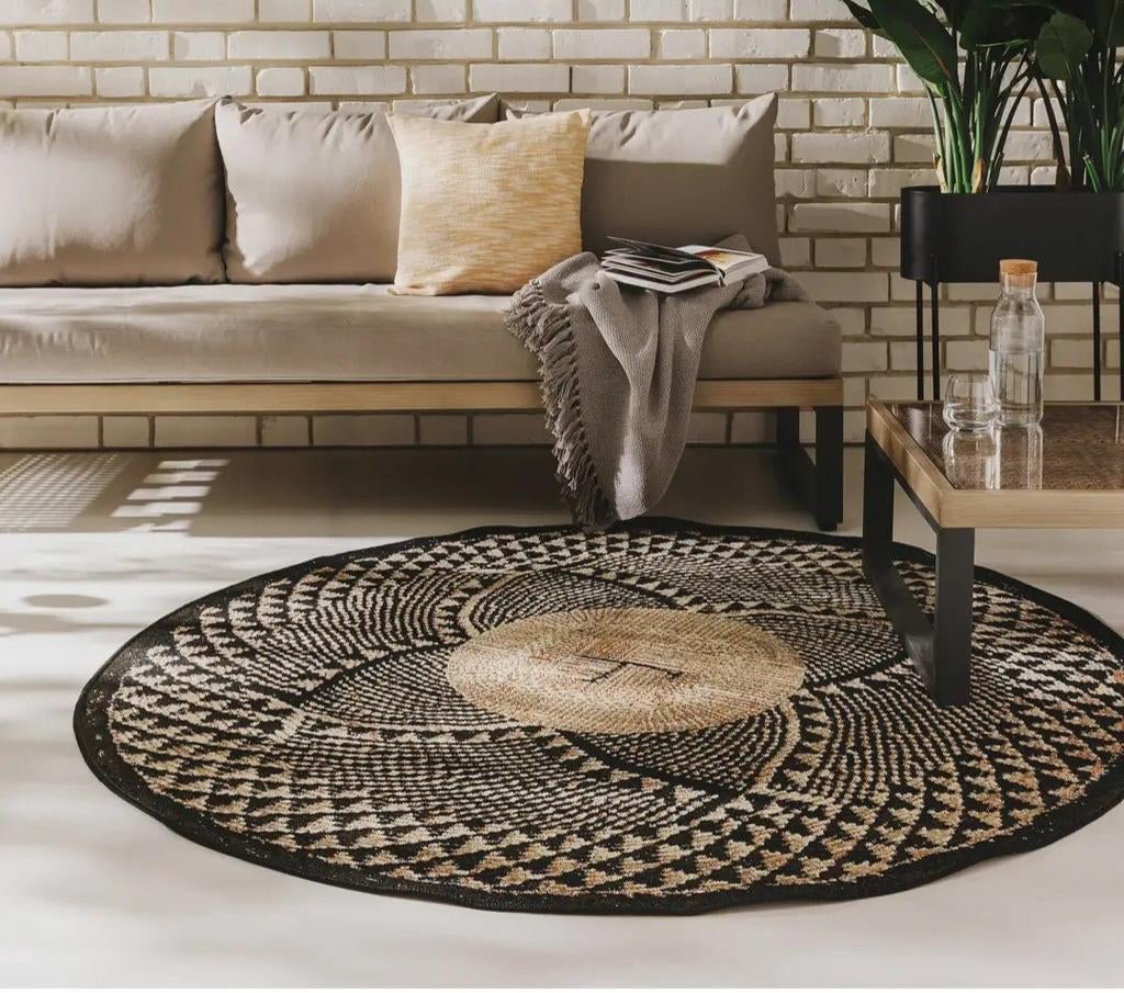 NIEUW: Stoere binnen/ buitenkleed, Ophalen, Nieuw, Zwart, Rond