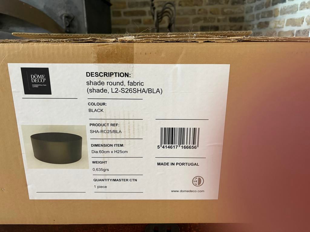 Dome Deco Zwarte ronde stoffen lampenkap, 60cm diameter, Ophalen, 25 tot 50 cm, Zwart, Rond