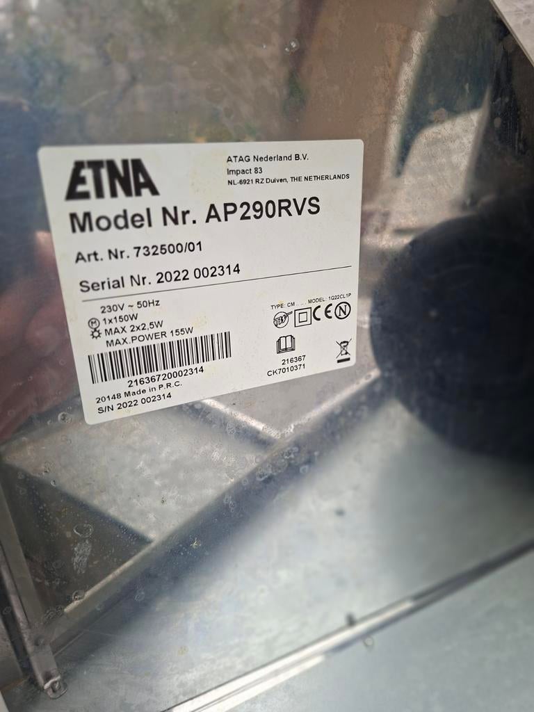 Etna afzuigkap AP290RVS, Ophalen of Verzenden