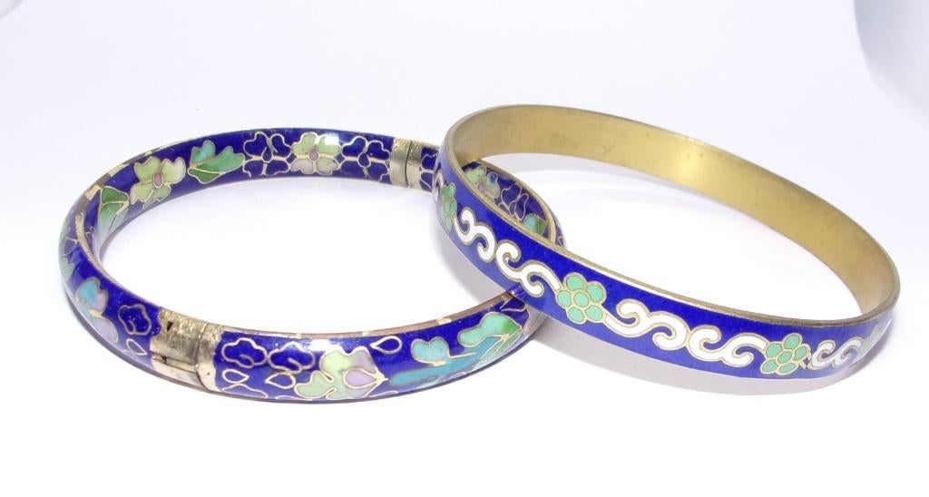 Cloisonne armbanden 2 stuks Diameter 17 cm, Ophalen of Verzenden, Nieuw, Blauw, Overige materialen