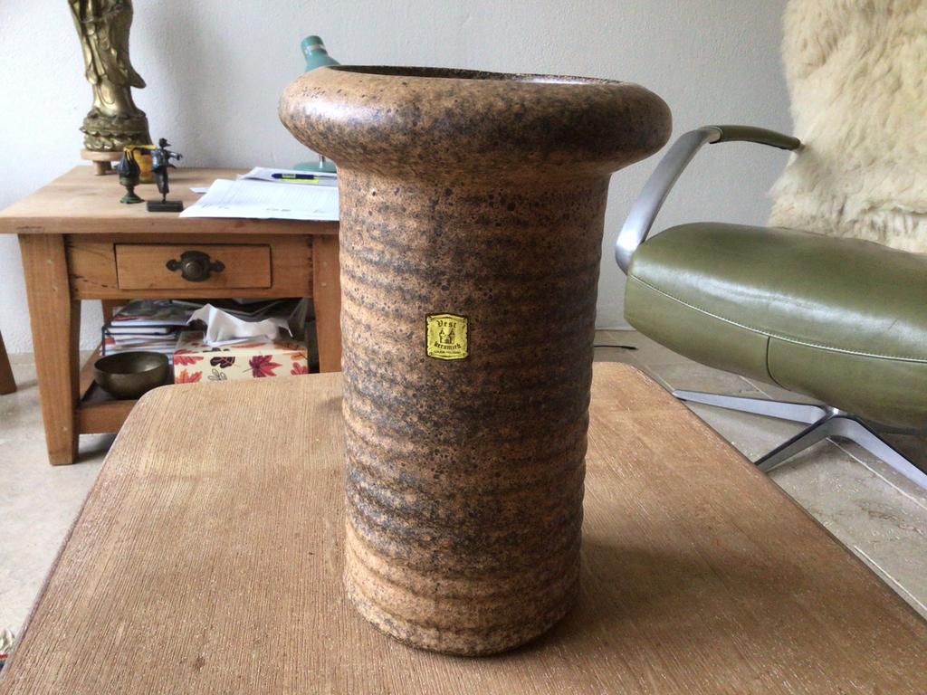 Vest keramiek vaas, C4, gedraaid, aardse kleurstelling., Ophalen of Verzenden