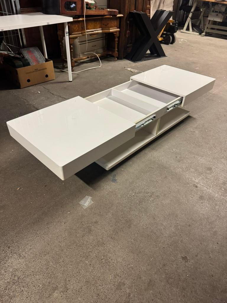 Salon tafel wit uitschrijf, 100 tot 150 cm, Zo goed als nieuw, Minder dan 50 cm, Rechthoekig