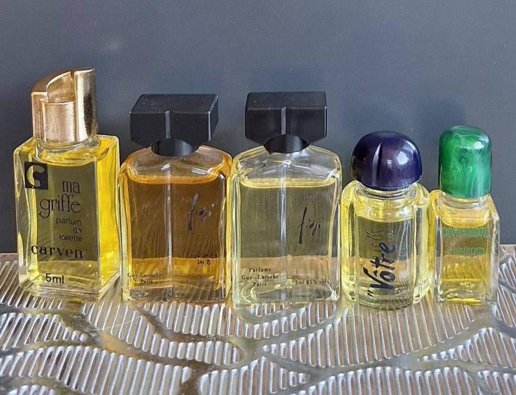 Set 5 vintage mini's "groene" geurtjes,  zie omschrijving, Ophalen of Verzenden, Gebruikt