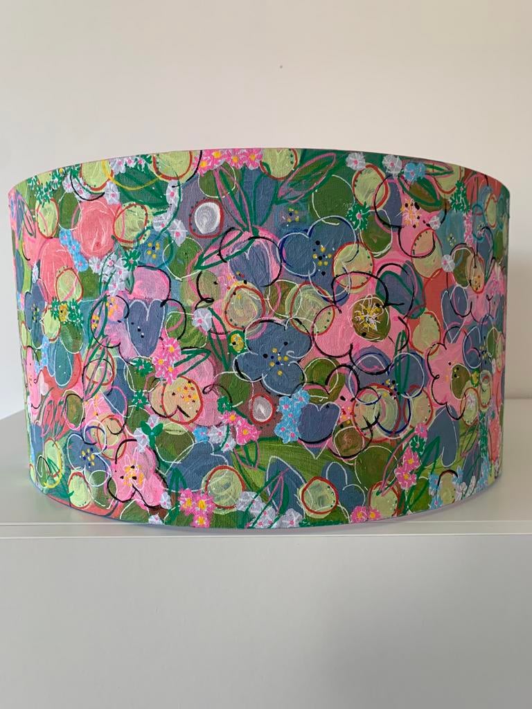 Lampenkap handbeschilderd en uniek, Wit, Rond, Nieuw, Ophalen of Verzenden