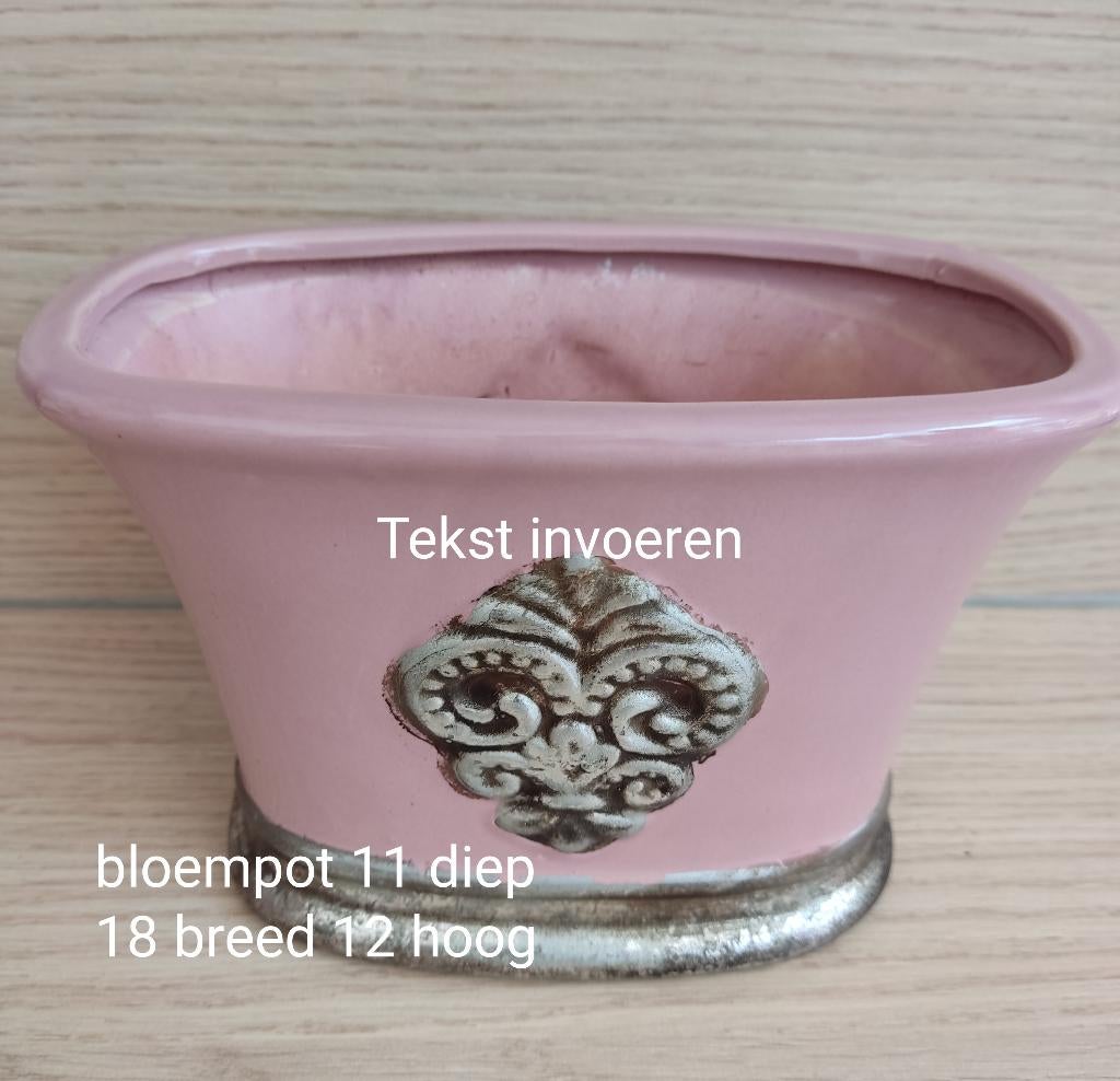 Roze bloempot ovaal, Tuin en Terras, Bloempotten, Gebruikt, Aardewerk, Binnen, Minder dan 40 cm, Minder dan 25 cm, Rond, Ophalen of Verzenden