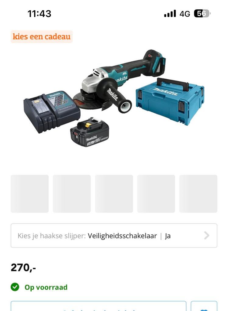 Z.g.a.n. complete makita DGA508Z, Doe-het-zelf en Verbouw, Gereedschap | Slijpmachines, Ophalen of Verzenden, Zo goed als nieuw