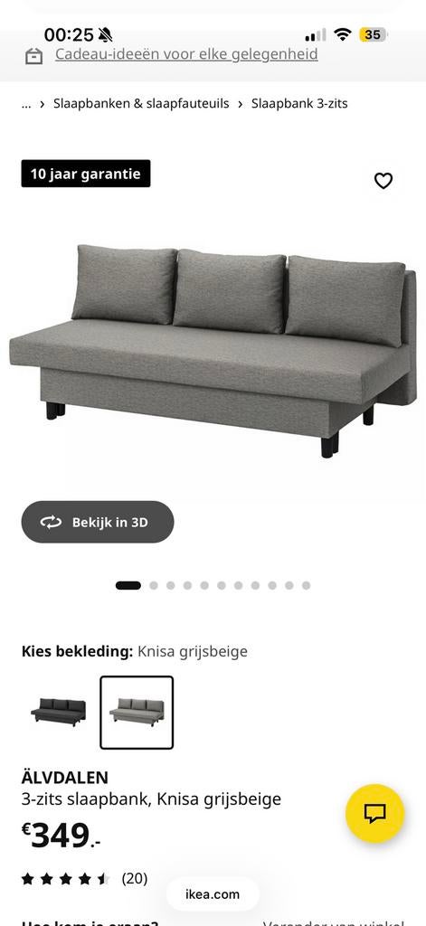 MOET WEG Ikea Alvdalen slaapbank/bedbank, Huis en Inrichting, Slaapkamer | Slaapbanken, Ophalen, Zo goed als nieuw, Tweepersoons