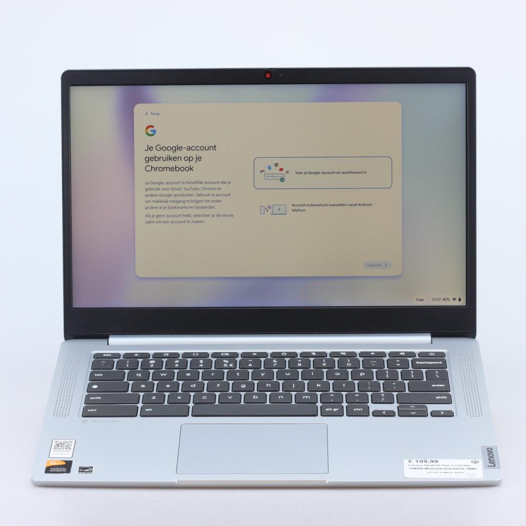 Lenovo IdeaPad Slim 3 Chrome 14M868 Mediatek/4GB/64GB eMMC, Lenovo, Zo goed als nieuw, Support@lenovo.com, Lenovo Group Limited
1009 Think Place
Morrisville, NC 27560
USA