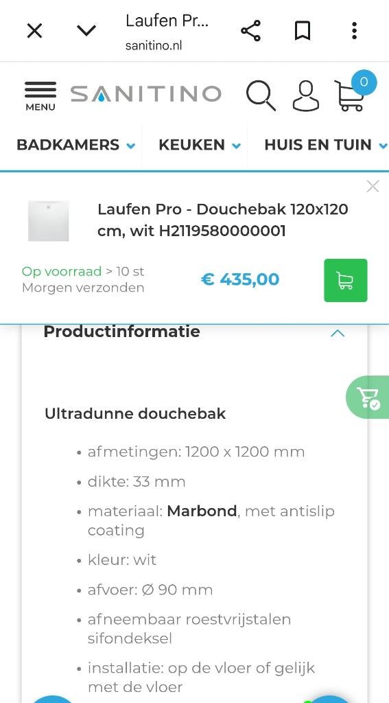 Grote, witte douchebak met toebehoren, Doe-het-zelf en Verbouw, Sanitair, Ophalen of Verzenden, Nieuw, Douche