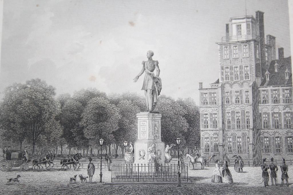 19e eeuwse ets (?) Standbeeld Willem II te 's Gravenhage, Ophalen of Verzenden