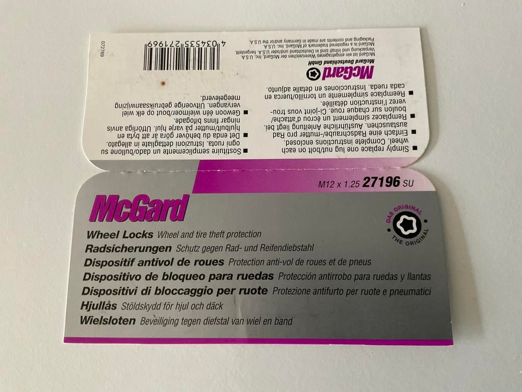 McGard sleutel 27196SU voor slotbouten, Ophalen of Verzenden