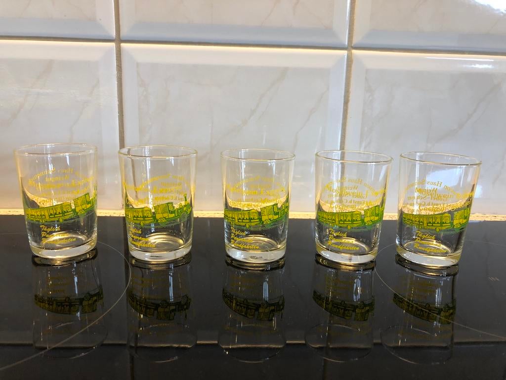 5 verzamel borrel glaasje Mosel Express Cochem Duitsland, Ophalen of Verzenden, Nieuw, Borrel- of Shotglas