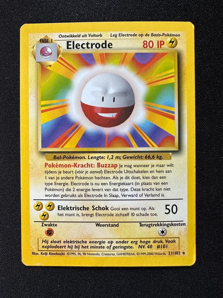 Electrode Base Set Pokemon Kaart 21/102 NL, Ophalen of Verzenden, Gebruikt, Losse kaart