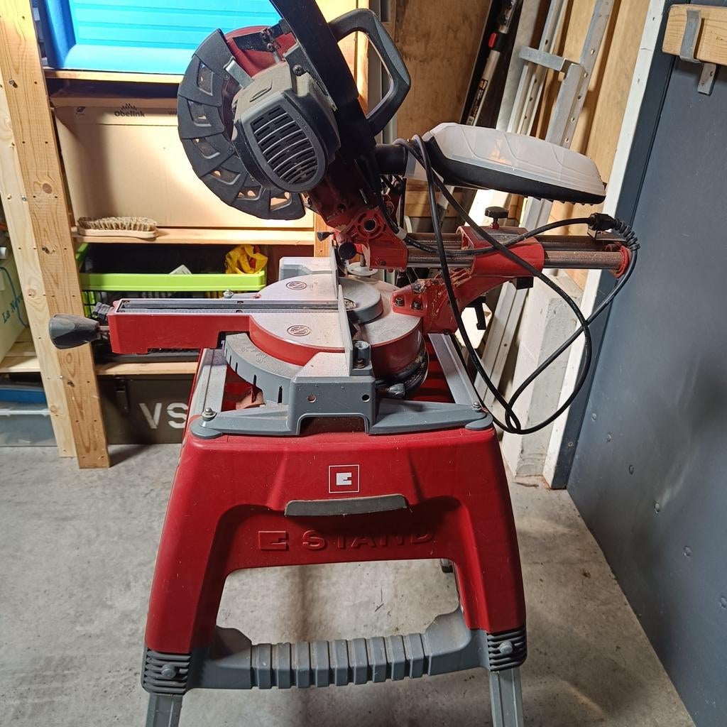 Afkortzaagmachine met onderstel - Einhell, Ophalen, Gebruikt, 70 mm of meer, Afkortzaag