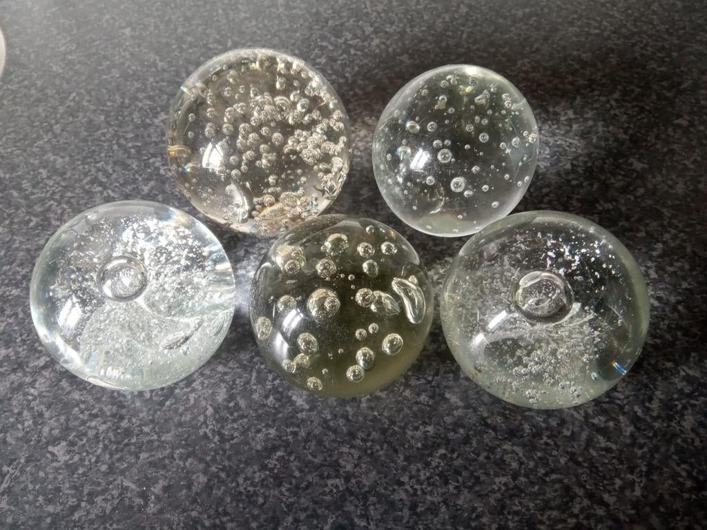 5 Vintage Paperweights met Luchtbellen, Ophalen of Verzenden