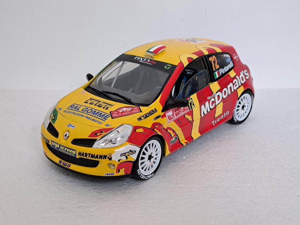 Renault Clio R3 Rally Monte Carlo 2008 Pintarelli 1/18 UNIEK, Ophalen of Verzenden, Zo goed als nieuw, Auto, Solido