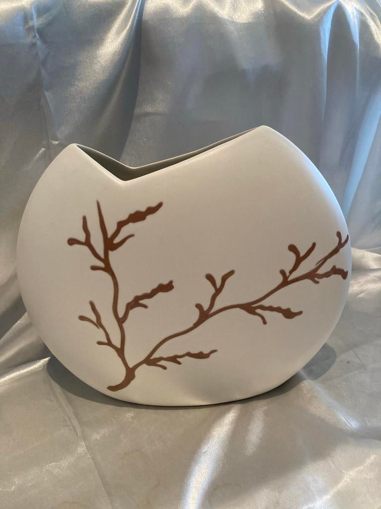 Stijlvolle platte vaas met koraal decoratie Antonio Rosa Pt, Ophalen of Verzenden