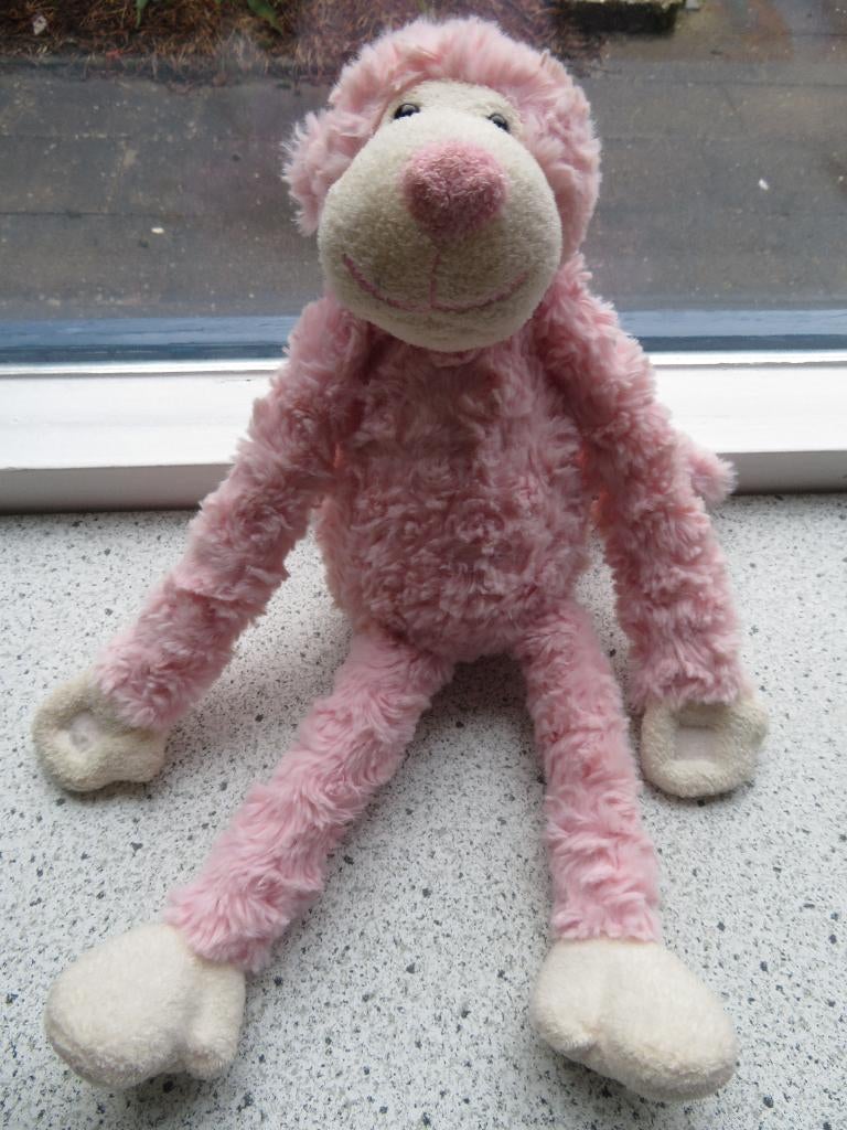 Licht roze velours aap merk Funnies meet ca 34 cm, Ophalen of Verzenden, Zo goed als nieuw, Overige typen