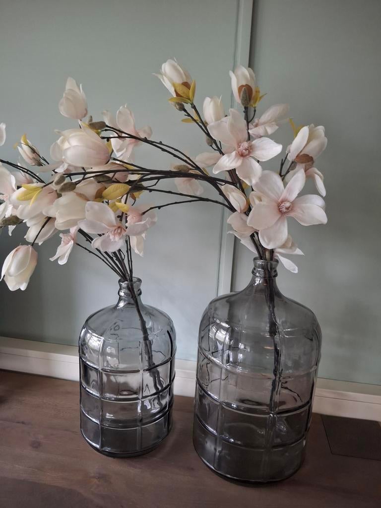 2 Grote Kwantum Glazen Vazen - 53 & 45 cm, Ophalen, Overige kleuren, 50 tot 75 cm, Glas