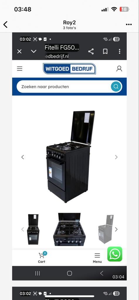 Fornuis, Witgoed en Apparatuur, Fornuizen, Ophalen, Nieuw, 4 kookzones, Gas