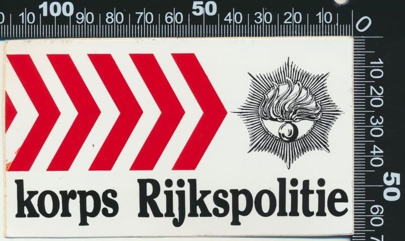 Sticker: Politie - Korps Rijkspolitie (4), Verzenden, Zo goed als nieuw, Bedrijf of Vereniging